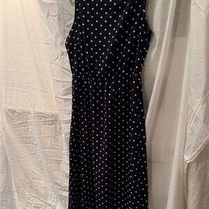 Chic Navy Polka Dot Maxi Dress